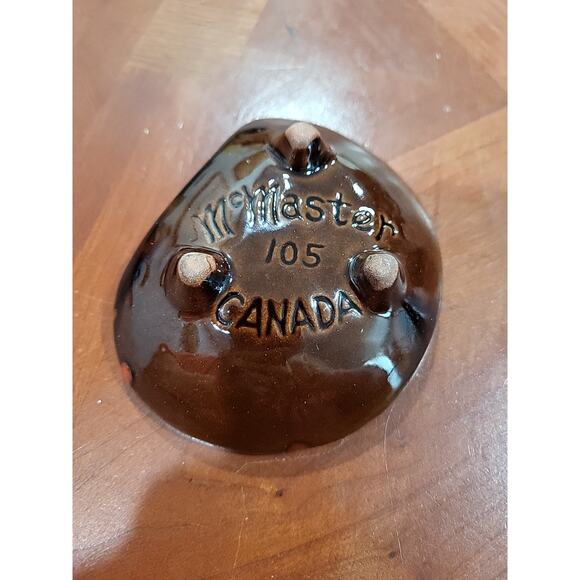 Old McMaster brown Orang pottery candle holder Flin Flon Manitoba Canada - Picture 2 of 2